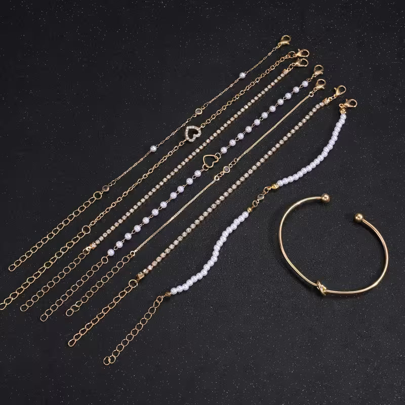 ✨ 8-osaline kuldse värviga käevõrukomplekt – sära iga hetk ✨