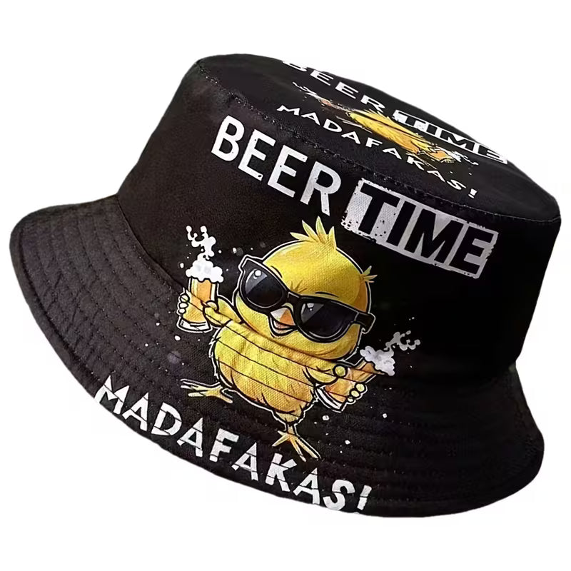 Õlu & kana suve-bucket – kerge, naljakas ja päikesekaitset pakkuv tänavastiili rannamüts