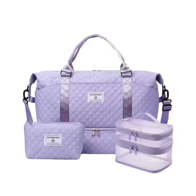 3-osaline naiste reisikottide komplekt – suur spordikott, käekott ja jalanõude taskuga reisikohver