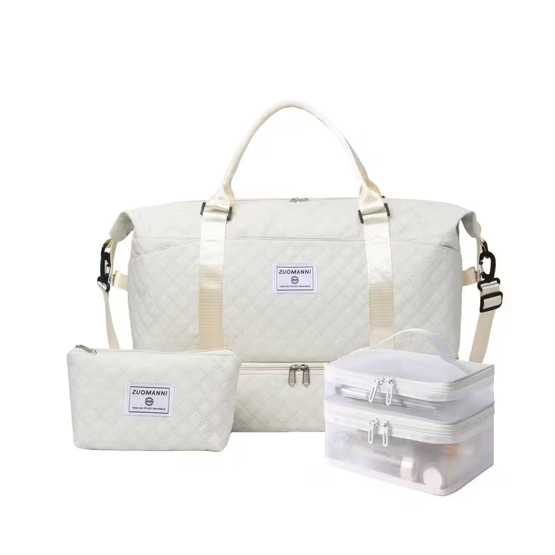 3-osaline naiste reisikottide komplekt – suur spordikott, käekott ja jalanõude taskuga reisikohver