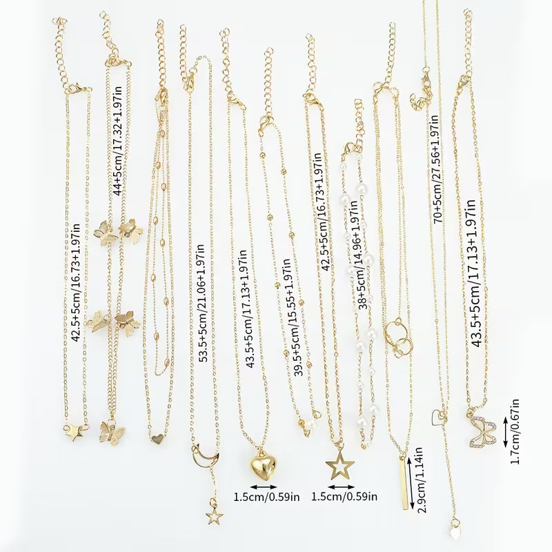 11-osaline Boho mitmekihiline kaelakeede komplekt naistele