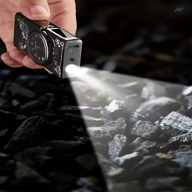 Premium USB-Plasmatulemasin kellaga ja LED-iga – 3D Kotka Reljeef.