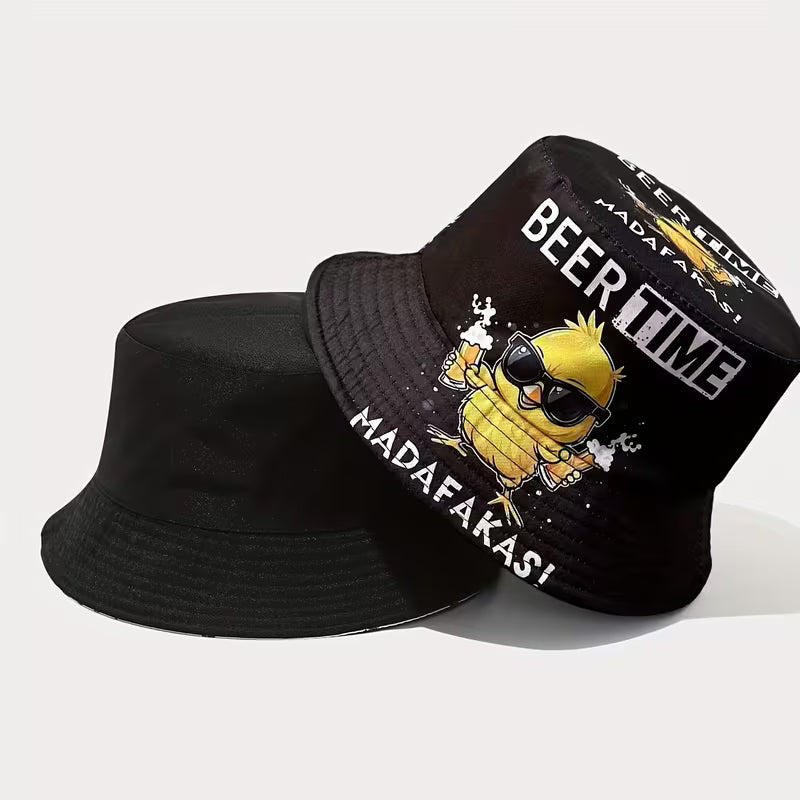 Õlu & kana suve-bucket – kerge, naljakas ja päikesekaitset pakkuv tänavastiili rannamüts