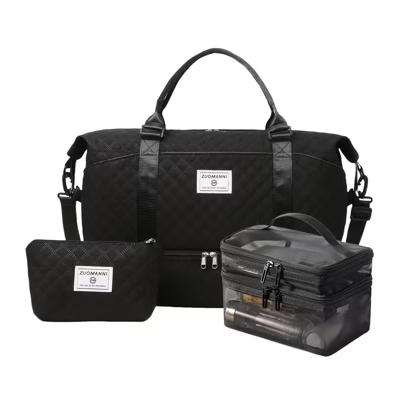 3-osaline naiste reisikottide komplekt – suur spordikott, käekott ja jalanõude taskuga reisikohver