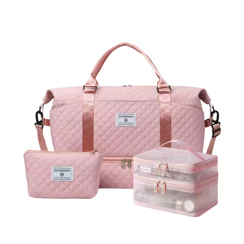 3-osaline naiste reisikottide komplekt – suur spordikott, käekott ja jalanõude taskuga reisikohver